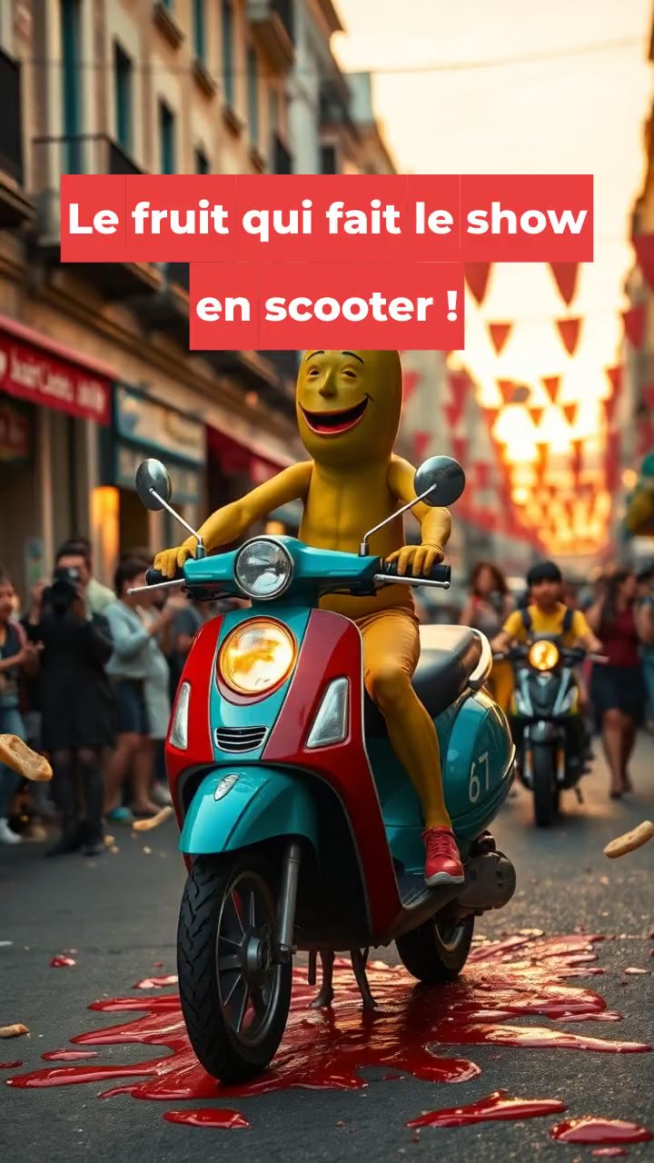 Le fruit qui fait le show en scooter !
