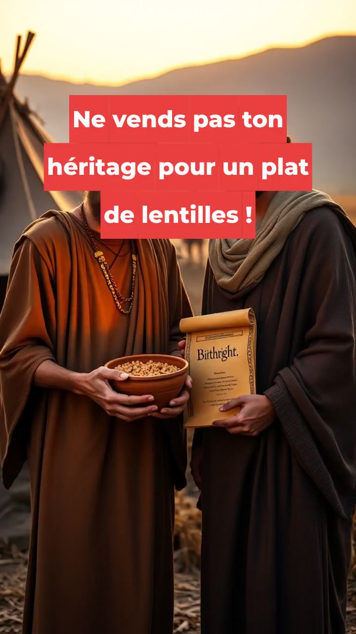 Ne vends pas ton héritage pour un plat de lentilles !