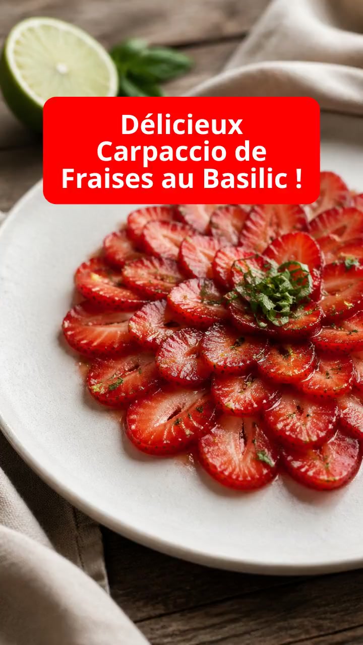 Délicieux Carpaccio de Fraises au Basilic !