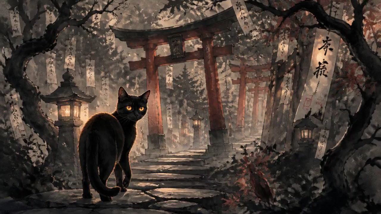 Into the Enigmatic Forest: A Journey with the Black Cat
