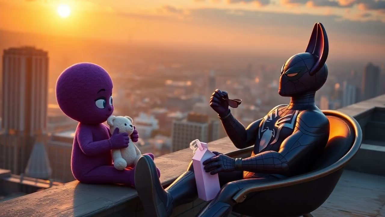 Spider-Man et Tinky Winky : un câlin héroïque !