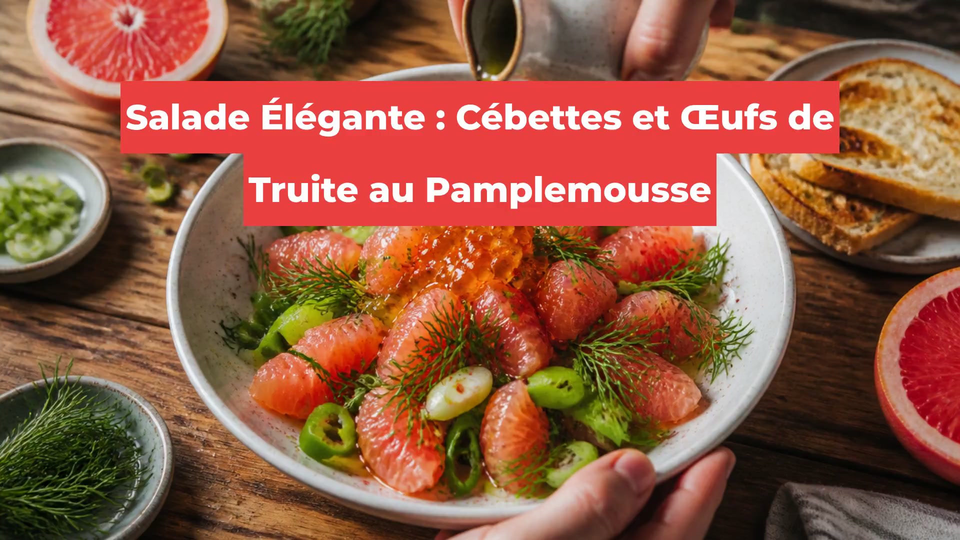 Salade Élégante : Cébettes et Œufs de Truite au Pamplemousse