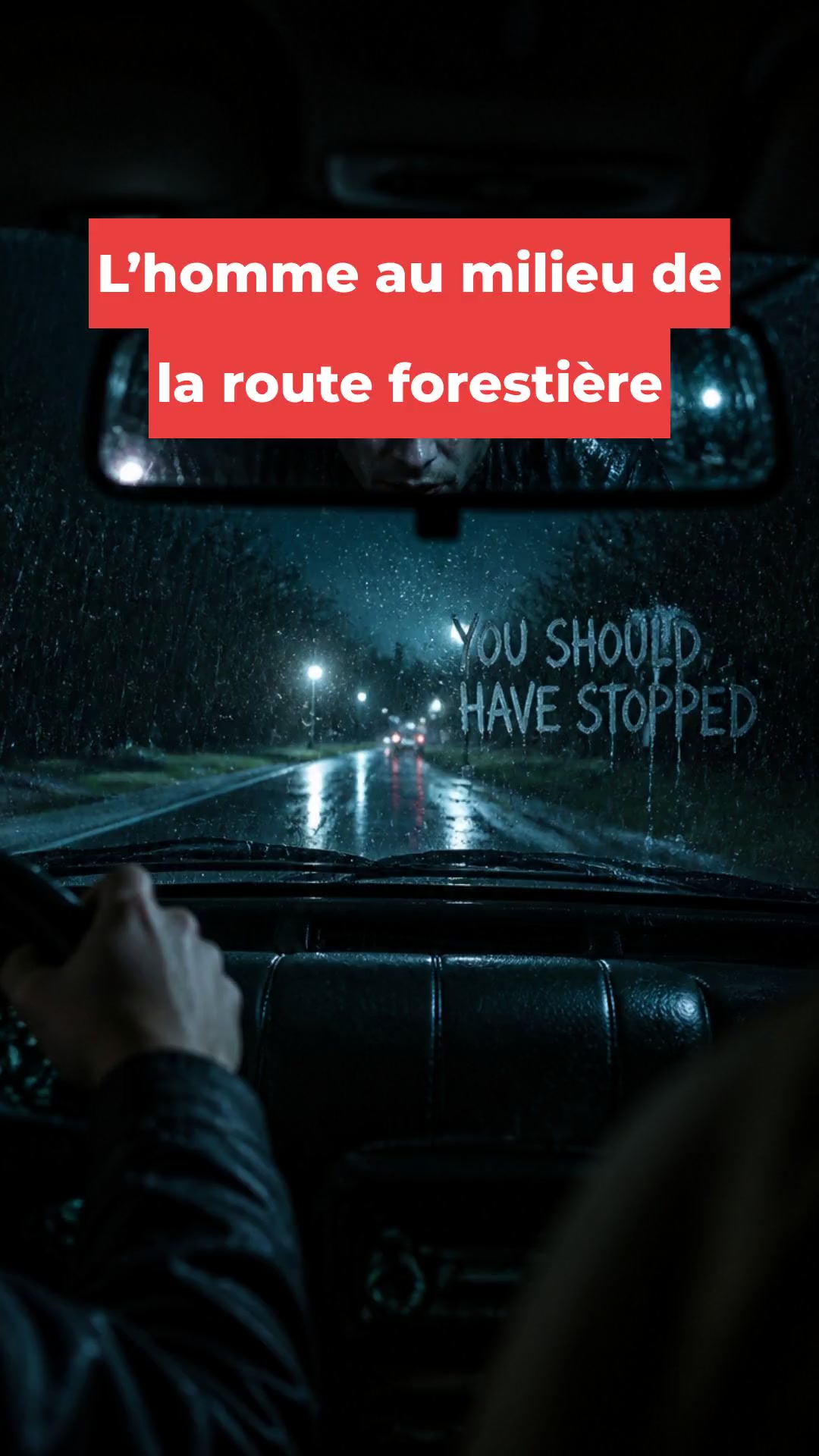 L’homme au milieu de la route forestière