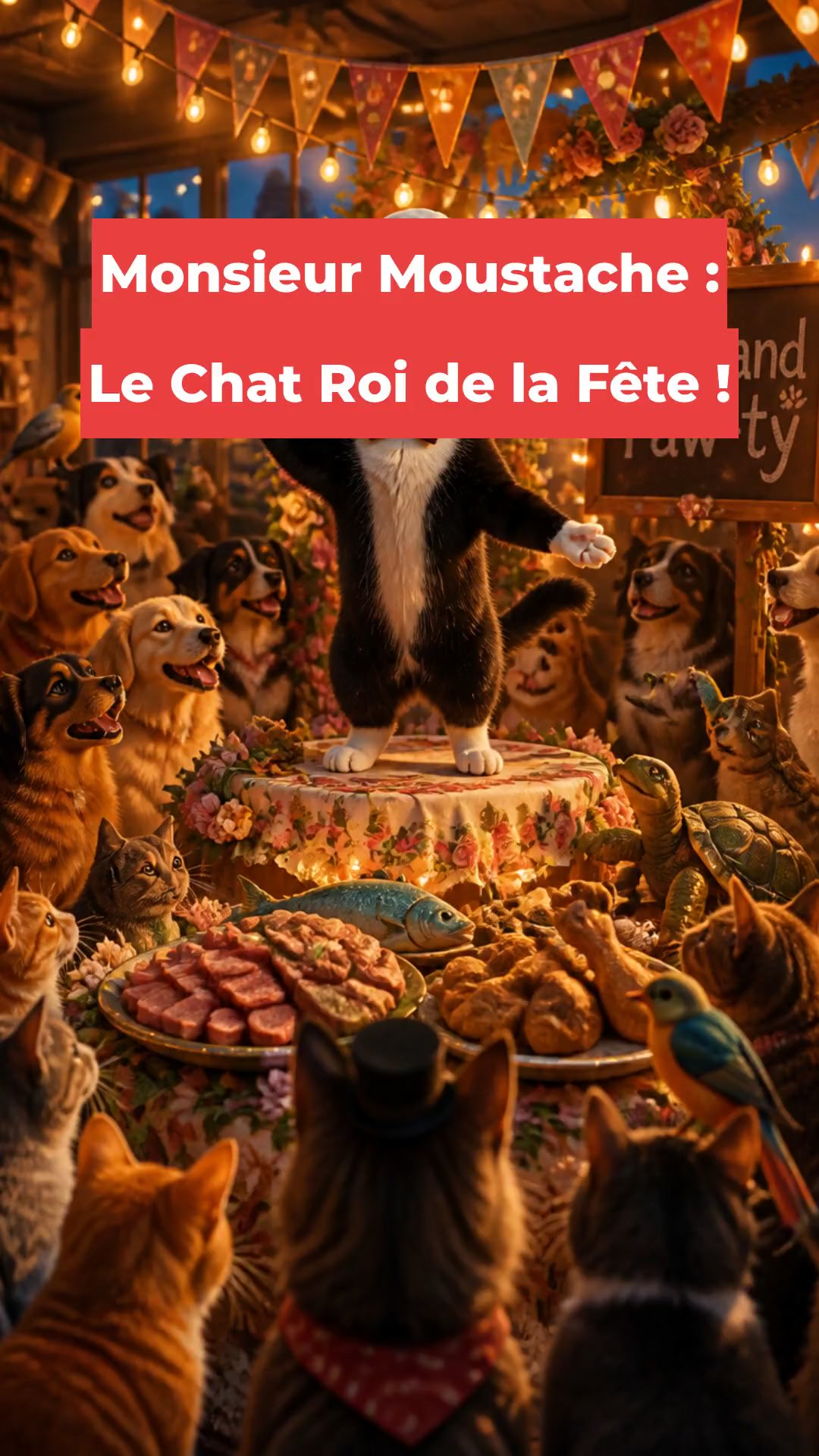 Monsieur Moustache : Le Chat Roi de la Fête !