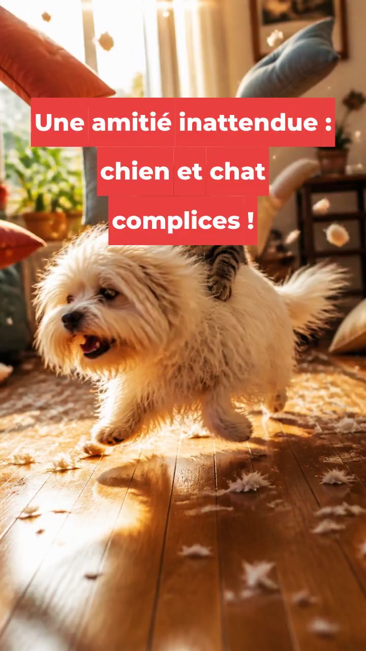 Une amitié inattendue : chien et chat complices !