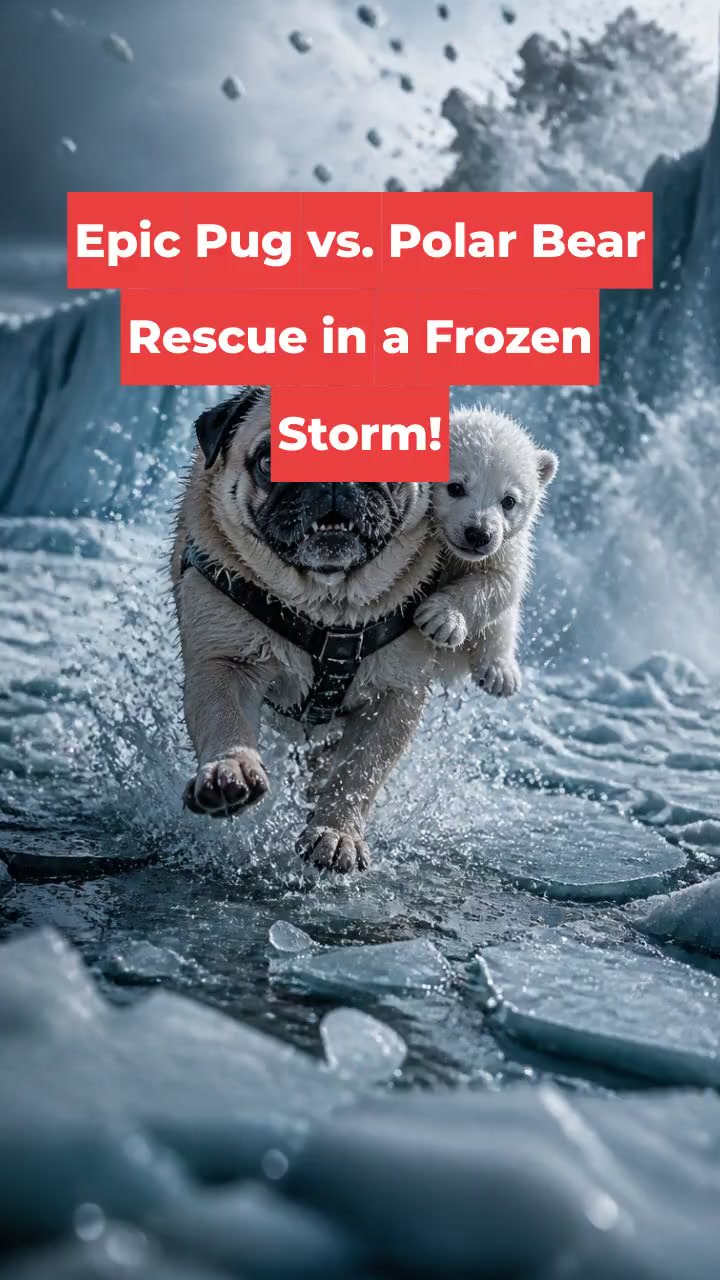 Epic Pug vs. Polar Bear Rescue in a Frozen Storm!