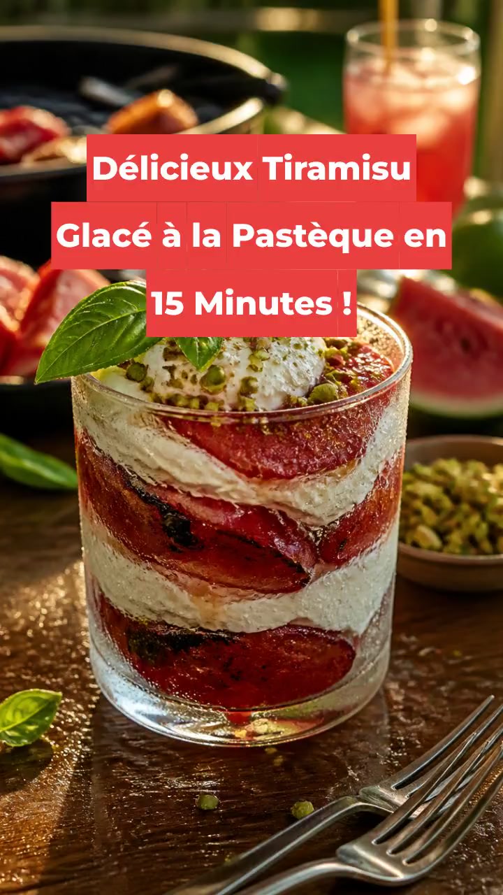 Délicieux Tiramisu Glacé à la Pastèque en 15 Minutes !