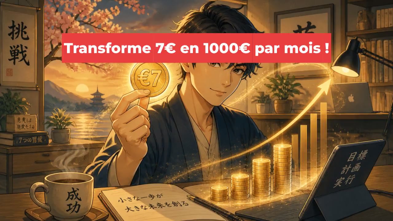 Transforme 7€ en 1000€ par mois !