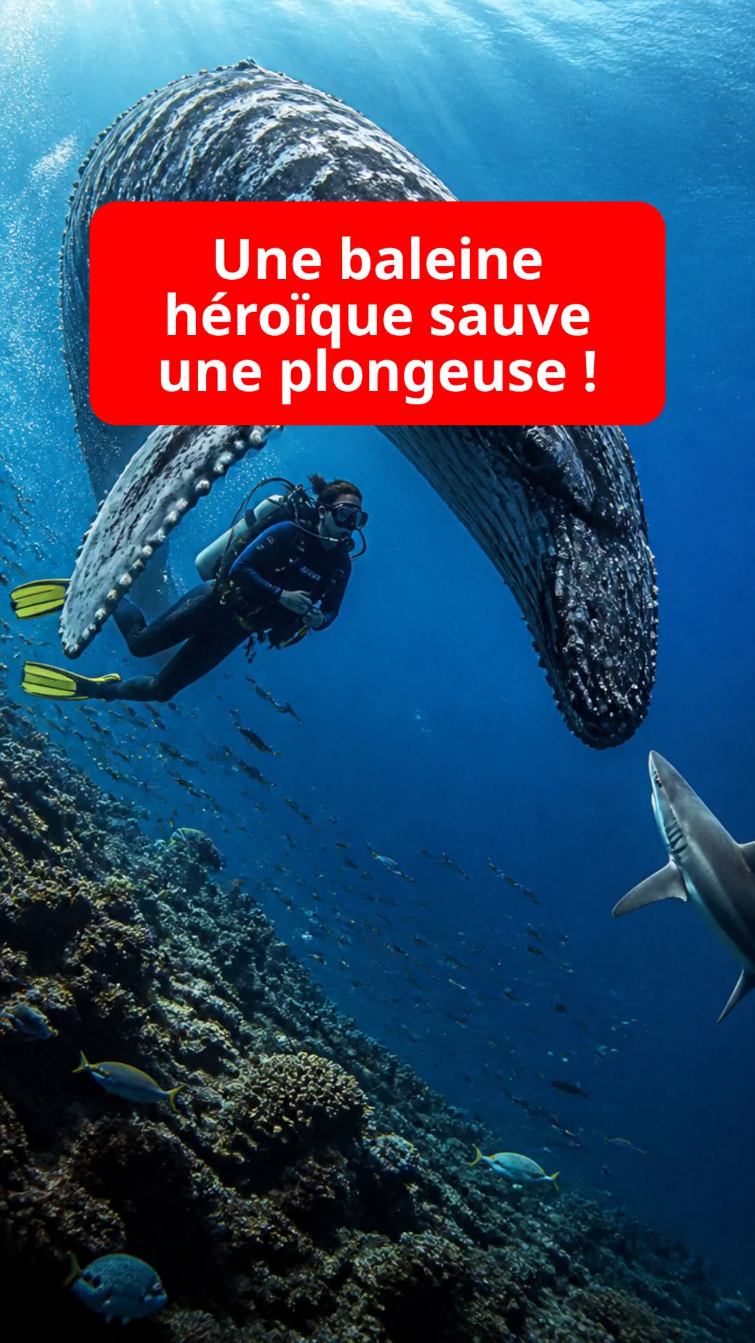 Une baleine héroïque sauve une plongeuse !