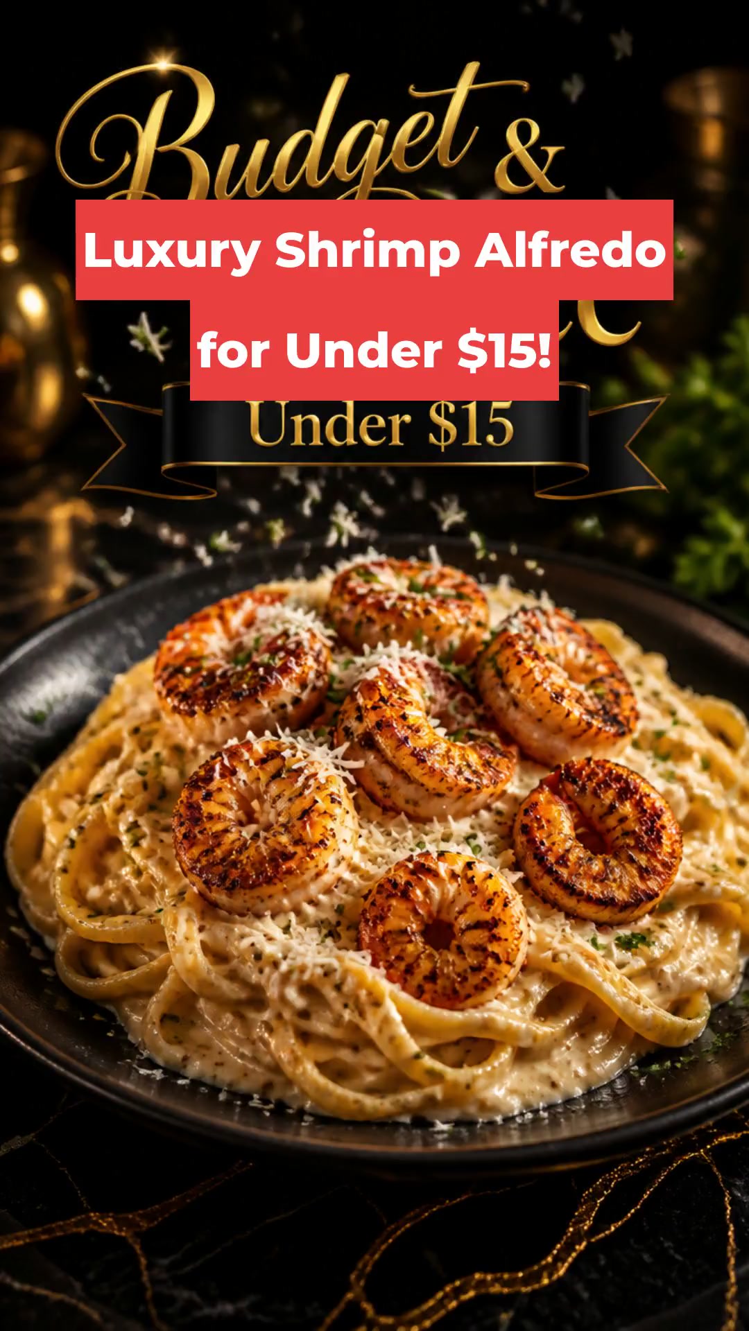 Luxury Shrimp Alfredo for Under $15!