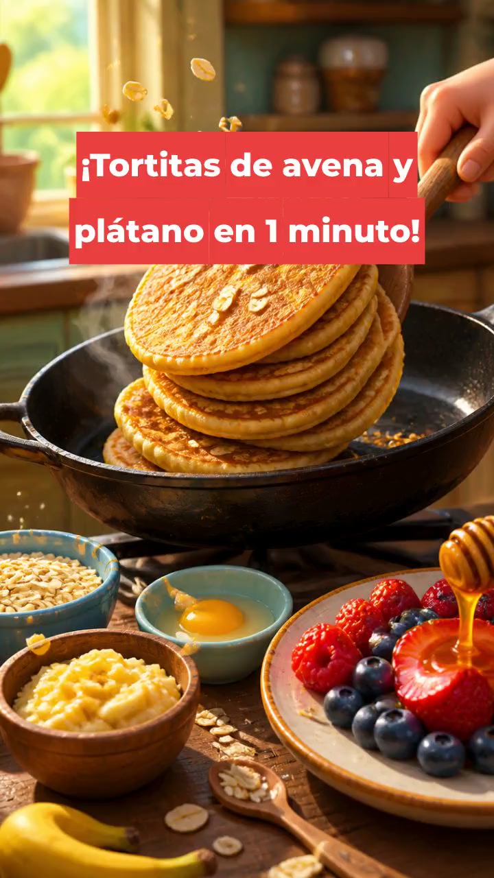 ¡Tortitas de avena y plátano en 1 minuto!