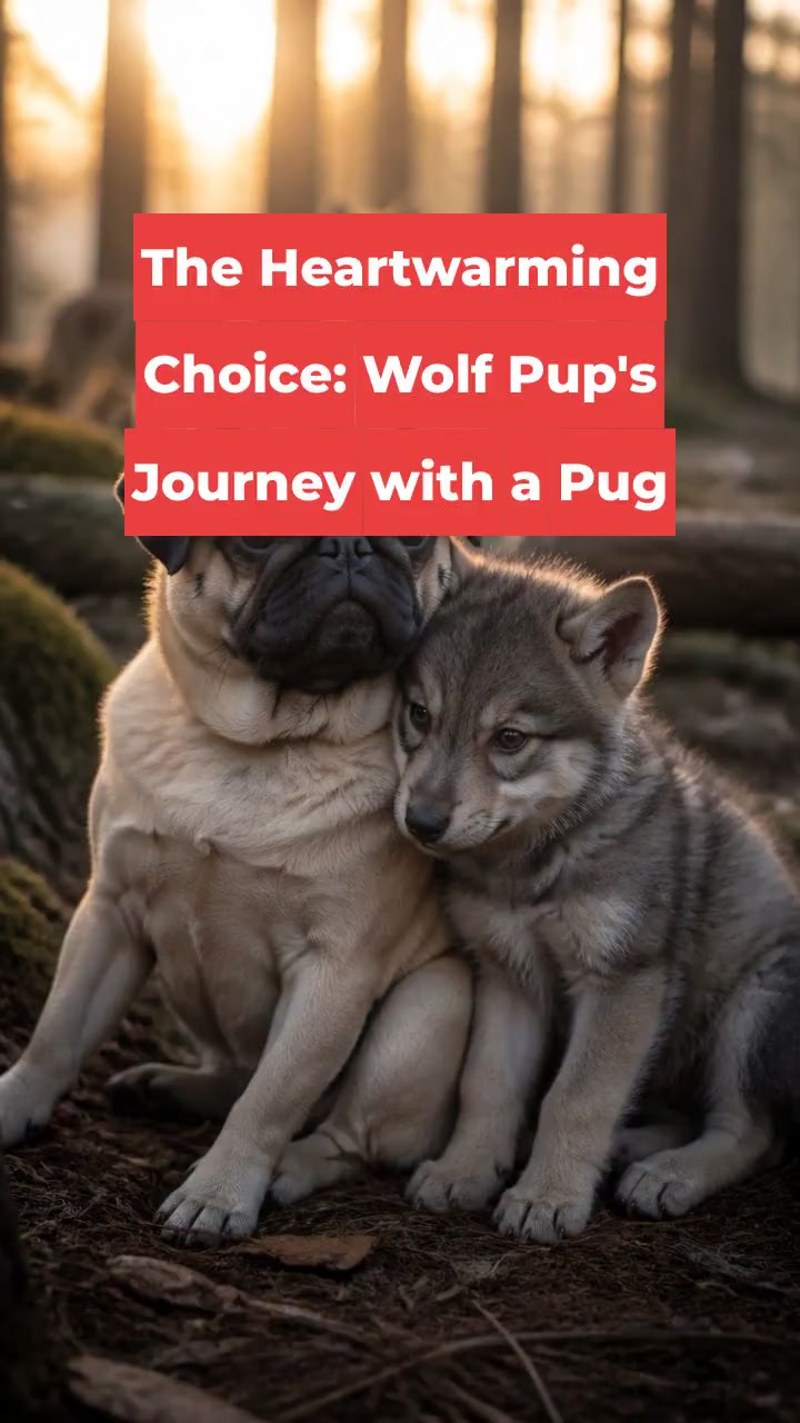 The Heartwarming Choice: Wolf Pup's Journey with a Pug