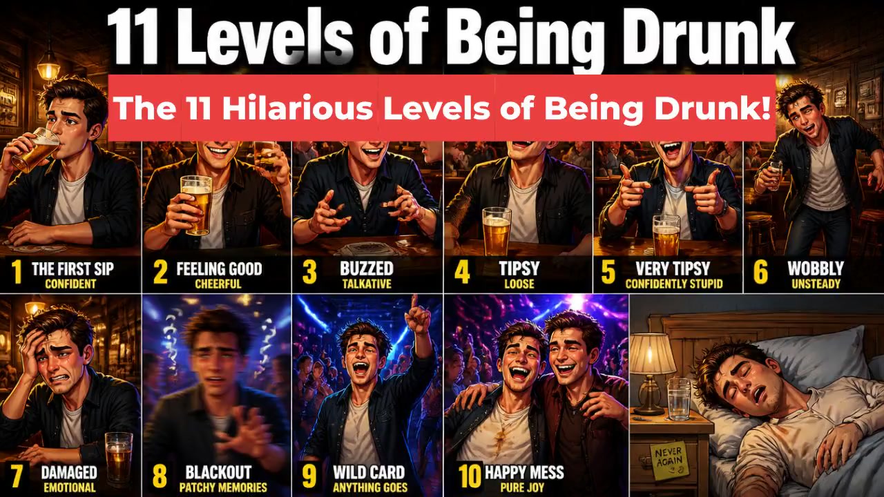 The 11 Hilarious Levels of Being Drunk!