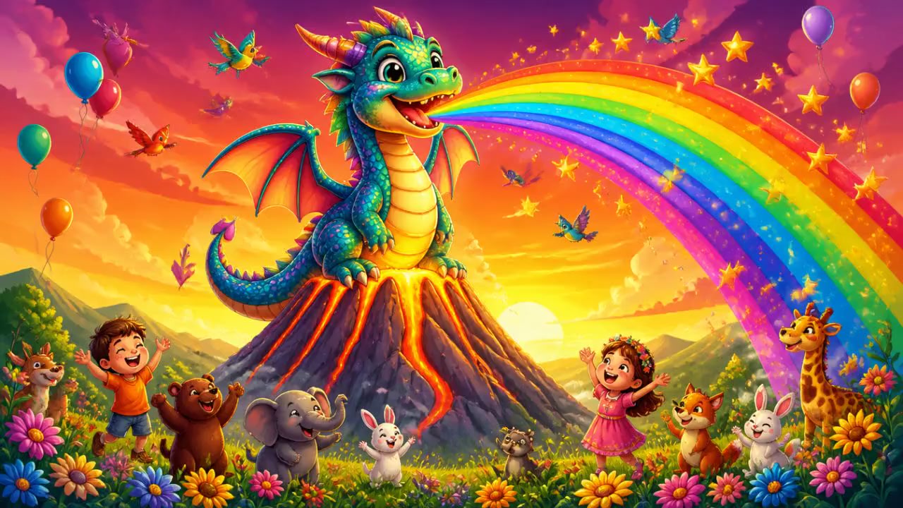Chantons avec le dragon des arcs-en-ciel !