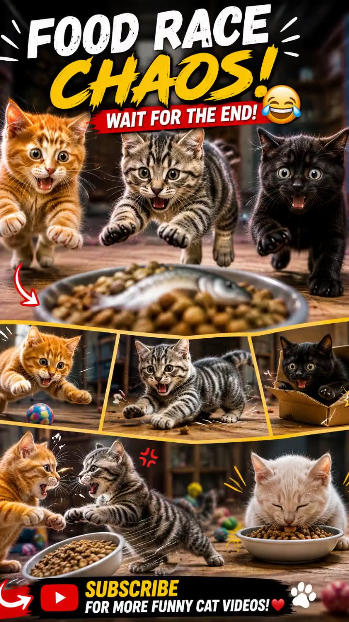 The Great Kitten Race: Who Will Win the Fish Feast?