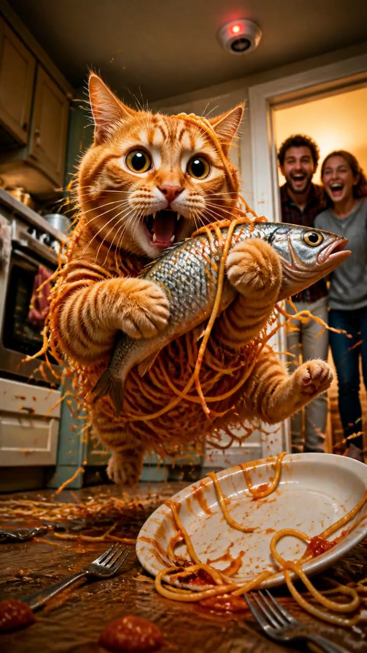 When a Cat's Fish Heist Goes Hilariously Wrong!