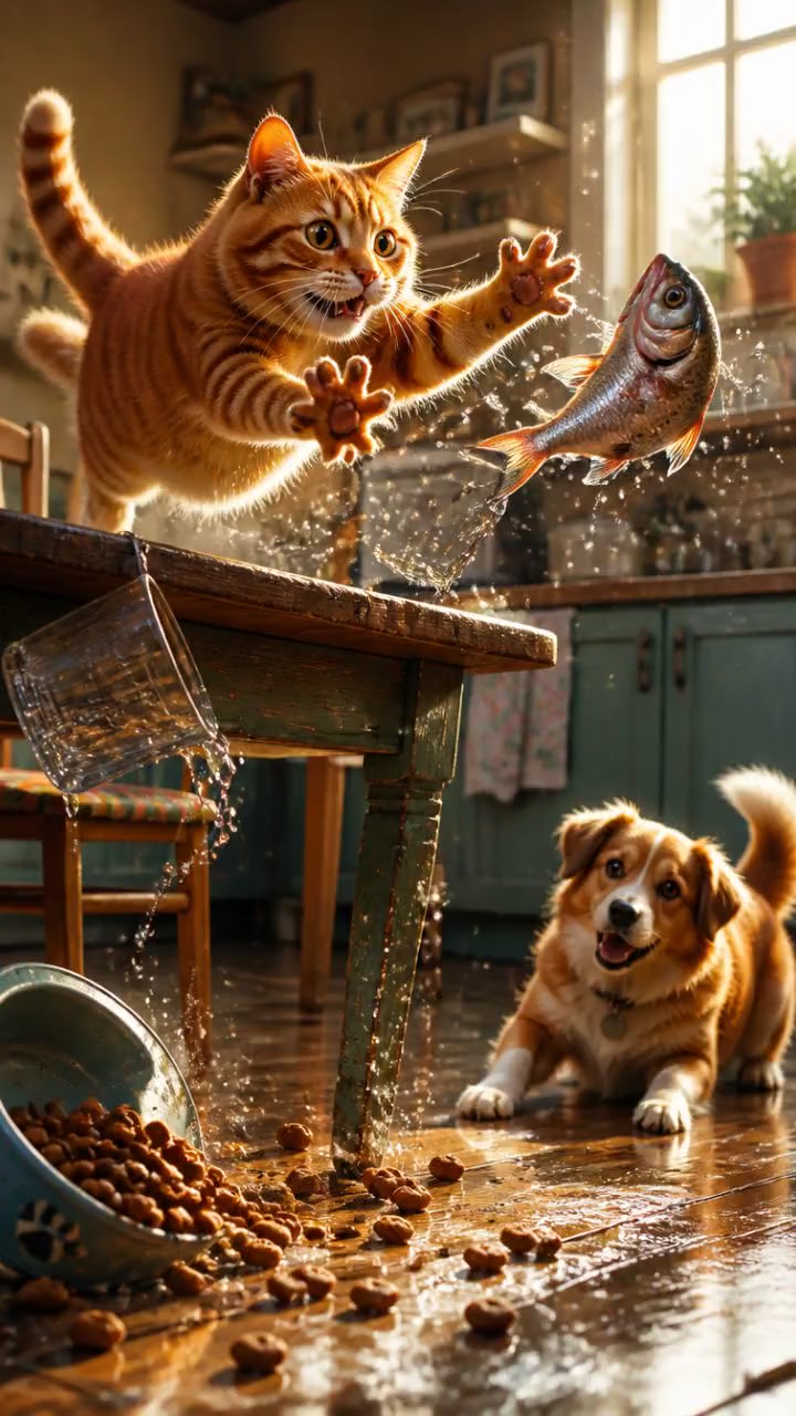 Cat vs Fish: The Epic Kitchen Fail!
