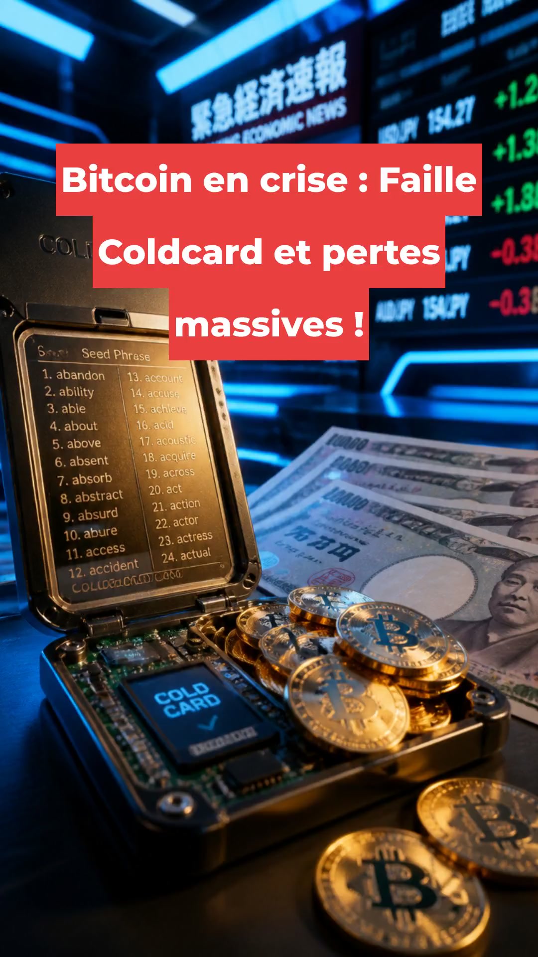Bitcoin en crise : Faille Coldcard et pertes massives !