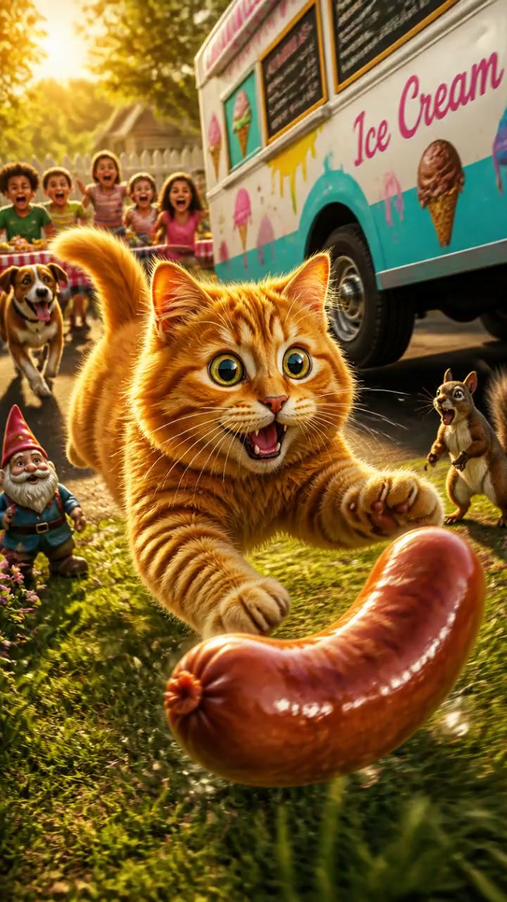 Whiskers' Wild Chase for the Giant Sausage!