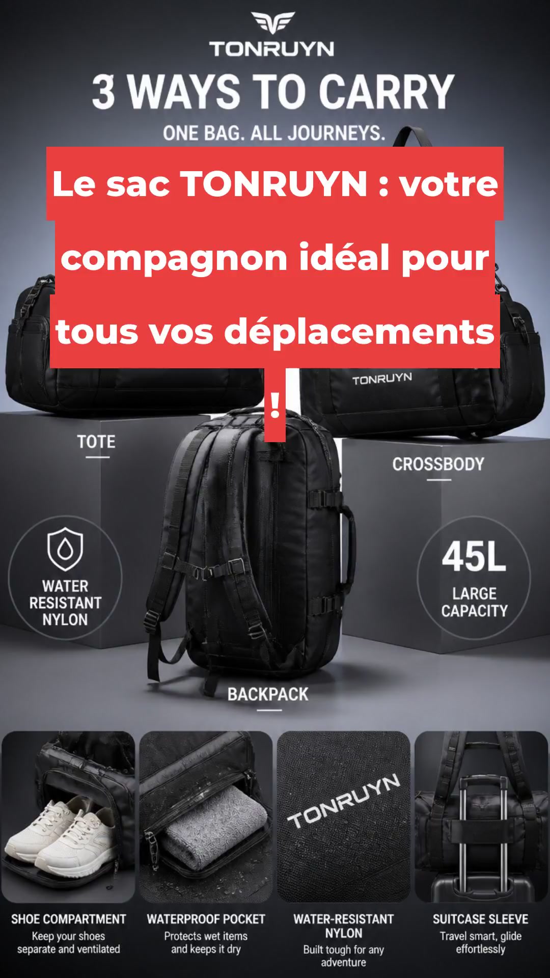 Le sac TONRUYN : votre compagnon idéal pour tous vos déplacements !