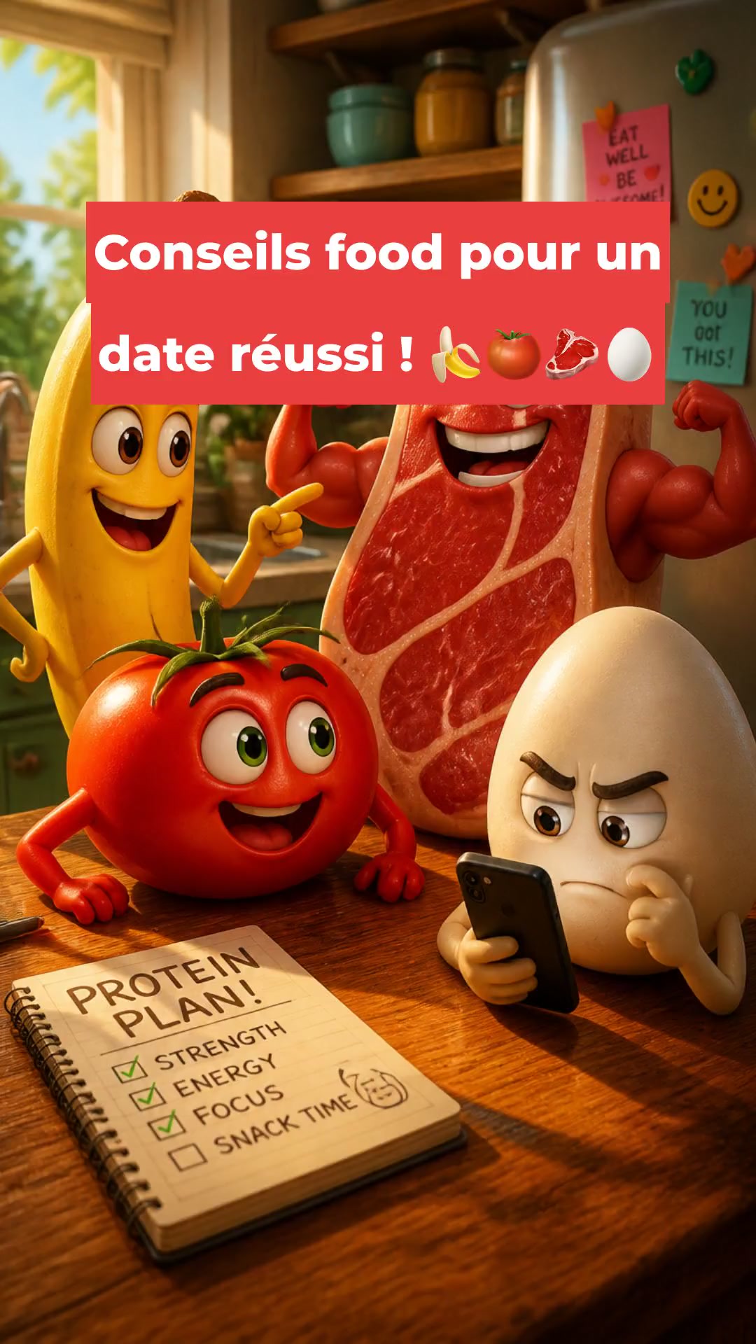 Conseils food pour un date réussi ! 🍌🍅🥩🥚