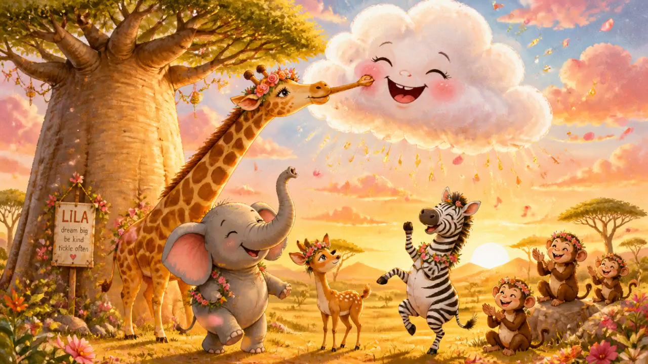 Lila la girafe et ses aventures dans le ciel !