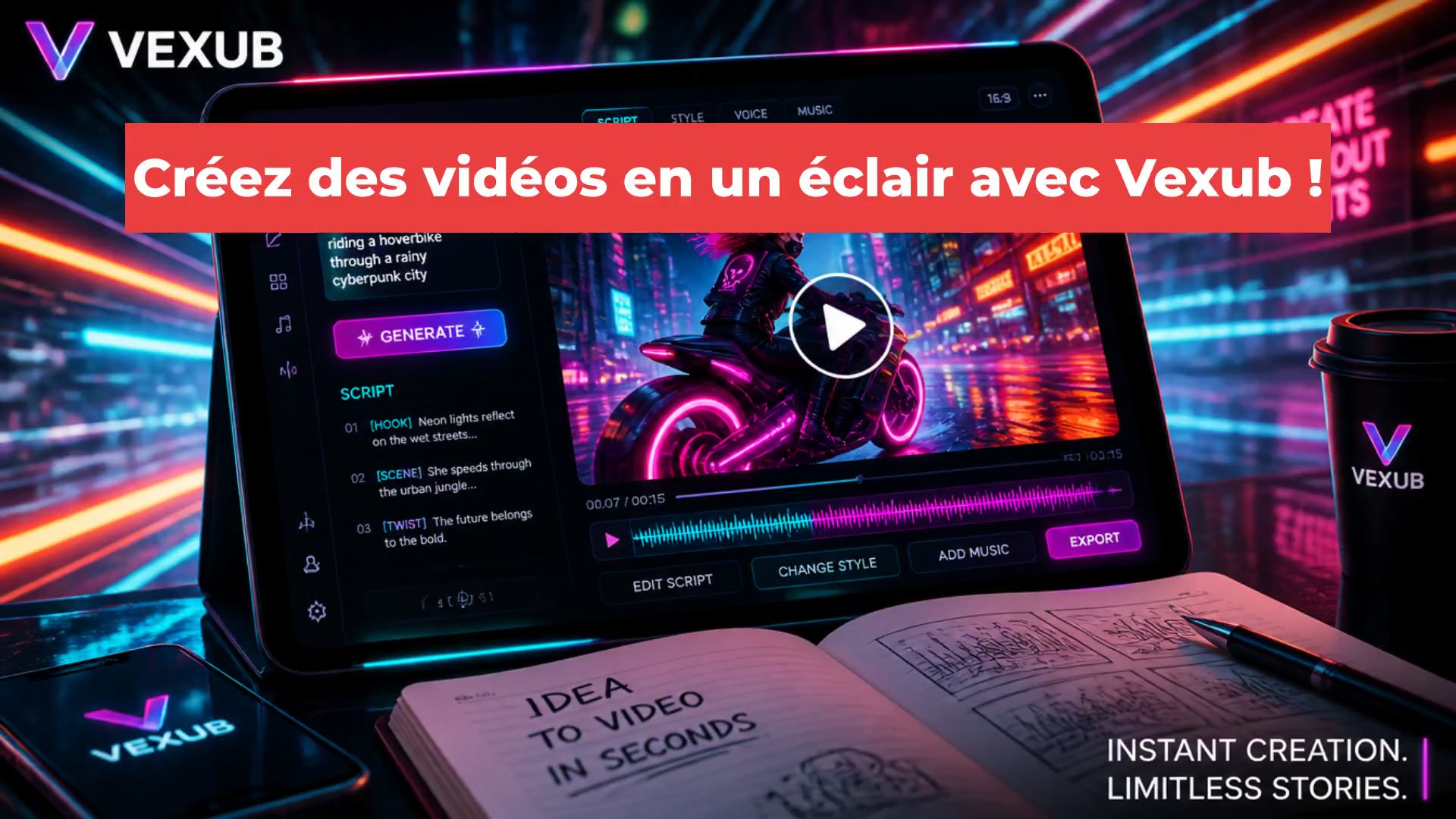 Créez des vidéos en un éclair avec Vexub !