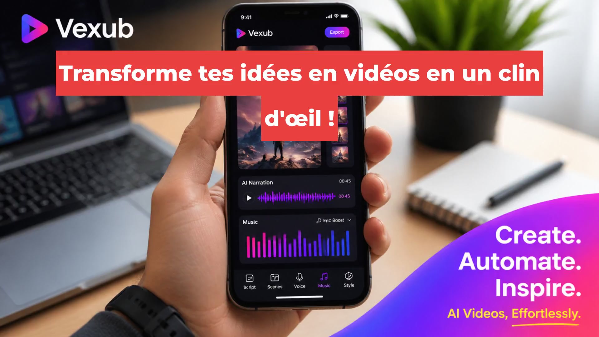 Transforme tes idées en vidéos en un clin d'œil !