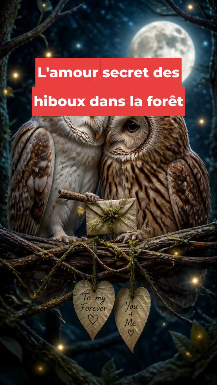 L'amour secret des hiboux dans la forêt